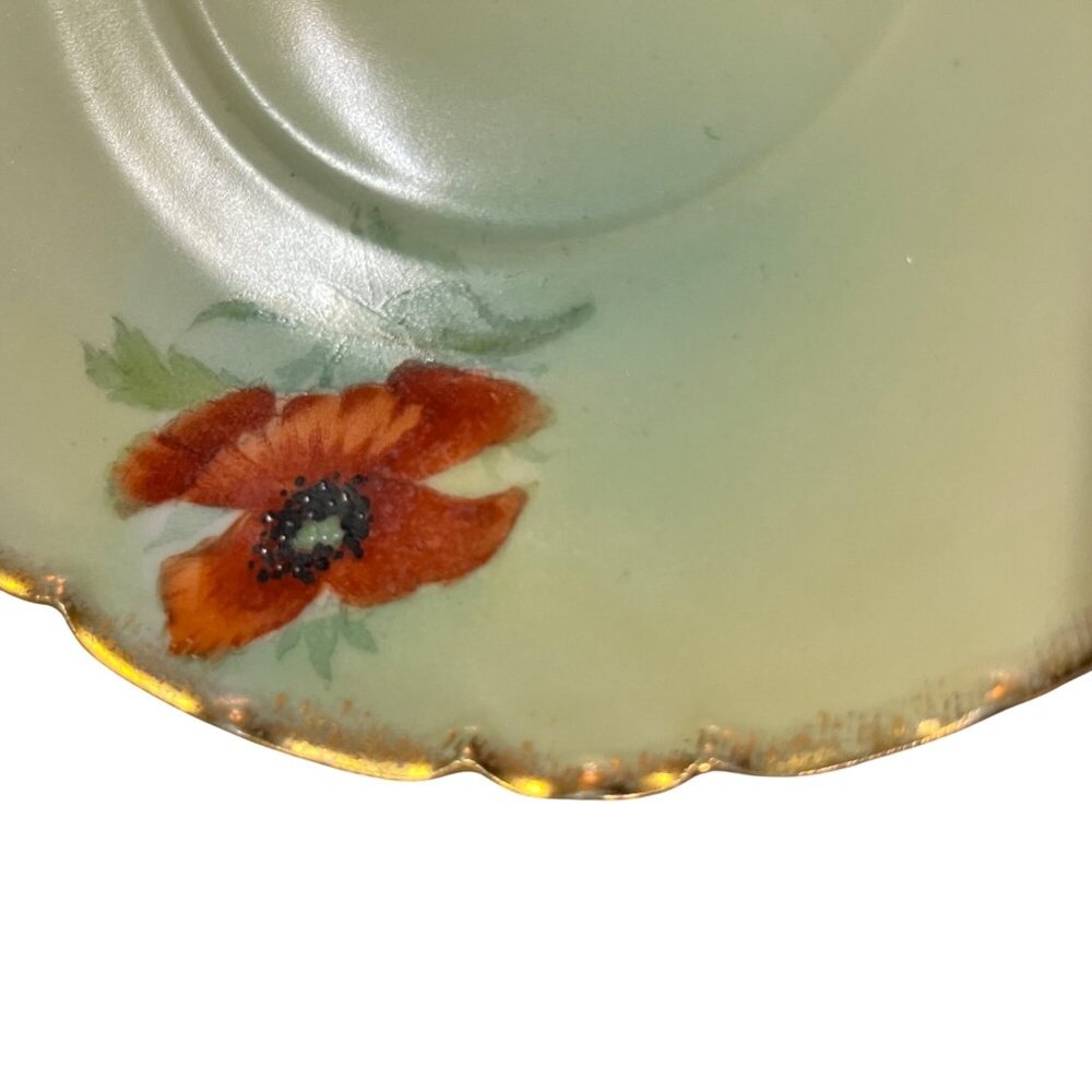 Vintage Bavarian Hand Painted Poppy Porcelain Saucer PT Bavaria Used - Picture 3 of 9